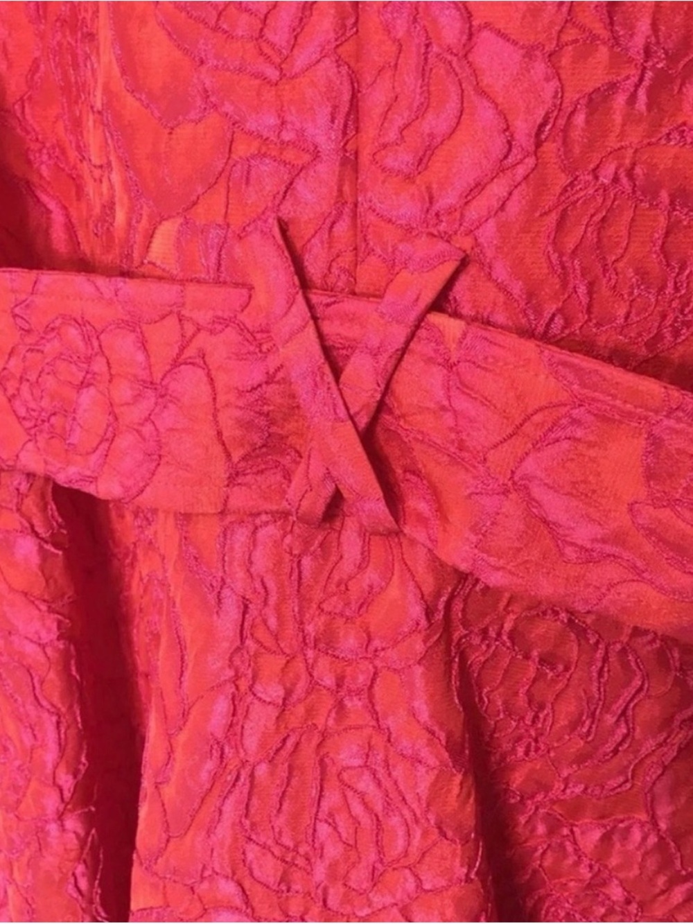 RARE Alice + Olivia Jacquard Trench Coat Belted Brocade NWOT Pink Metallic Rose - Picture 11 of 11